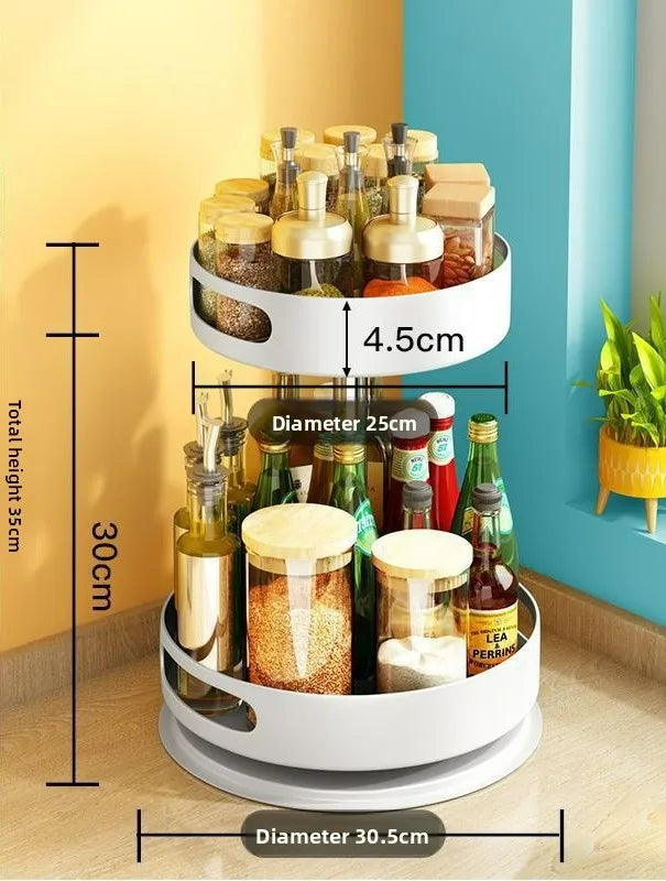 Rotating Kitchen Seasoning Rack – Modern Spice Organizer Shelf | 360° Spice Storage Holder for Countertop Kitchen Organization