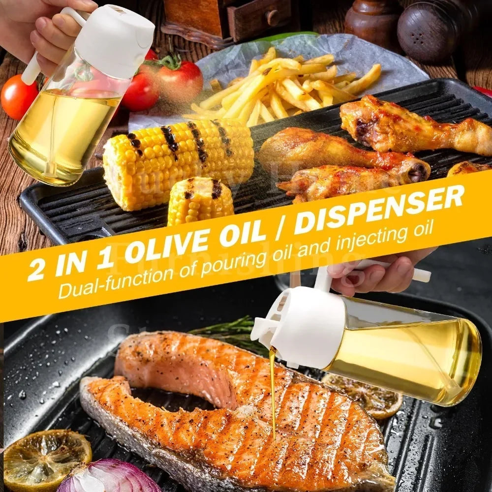 2-in-1 500ml Oil Sprayer & Pourer Bottle – Olive Oil Dispenser for Air Fryer, BBQ, Salad & Cooking (Leak-Proof Kitchen Gadget)