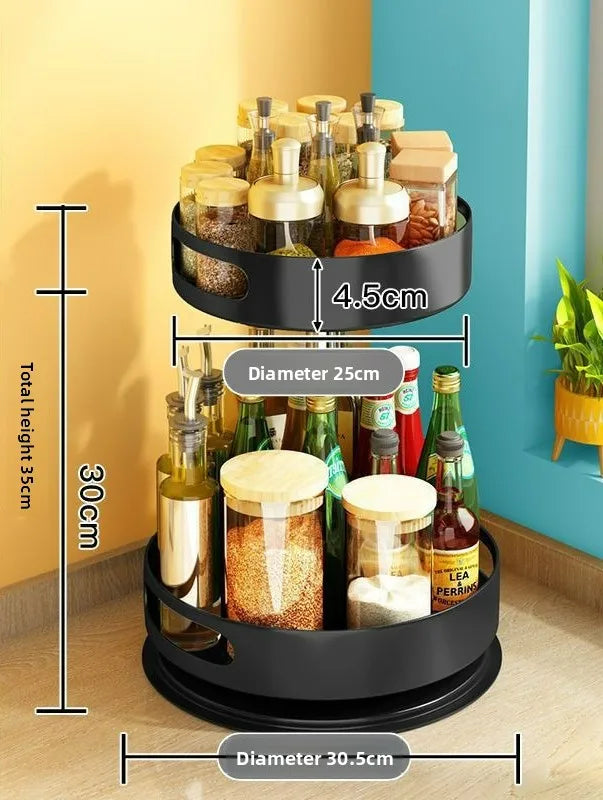 Rotating Kitchen Seasoning Rack – Modern Spice Organizer Shelf | 360° Spice Storage Holder for Countertop Kitchen Organization