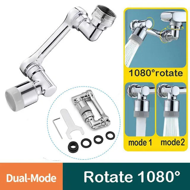 1080° Rotating Faucet Aerator – Universal Kitchen Tap Extender with Dual Water Modes | Metal Swivel Sink Sprayer for Kitchen & Bathroom Water Saving Attachment