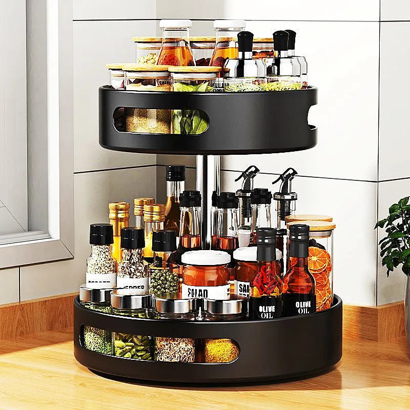 Rotating Kitchen Seasoning Rack – Modern Spice Organizer Shelf | 360° Spice Storage Holder for Countertop Kitchen Organization