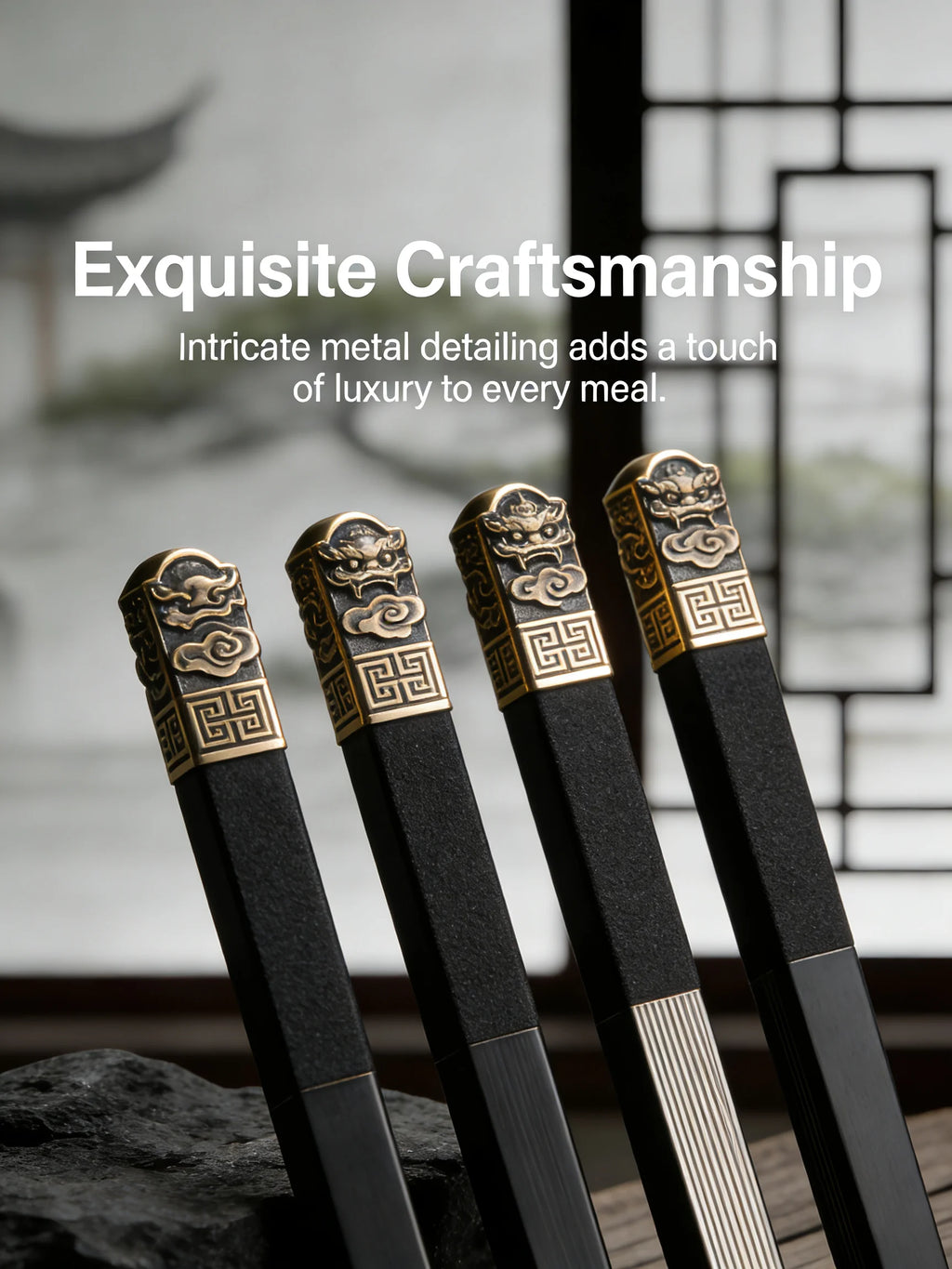 5-Piece Black Chopsticks Set – Reusable Durable Kitchen Tableware | Lightweight Non-Slip Chopsticks for Home, Sushi, Ramen & Asian Cuisine