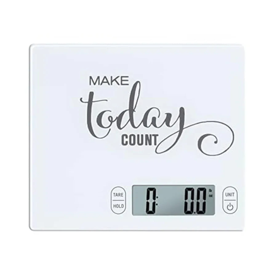 Eat Smart 11lb Digital Kitchen Scale – Glass Food Scale with Inspirational Design | High Precision Cooking & Baking Scale for Meal Prep & Portion Control