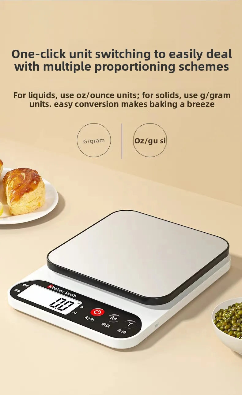 Digital Kitchen Scale – High Precision Food Scale (1g Accuracy) | USB Rechargeable Cooking & Baking Scale with LCD Display & Tare Function