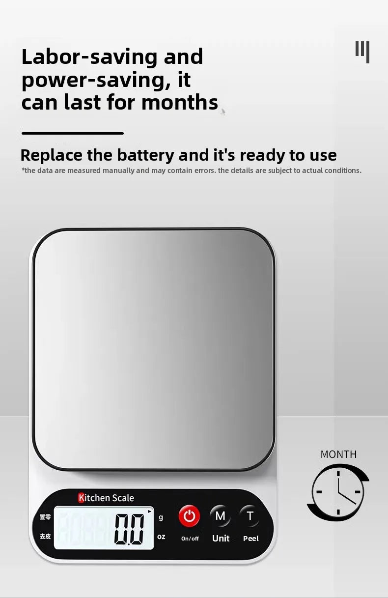 Digital Kitchen Scale – High Precision Food Scale (1g Accuracy) | USB Rechargeable Cooking & Baking Scale with LCD Display & Tare Function