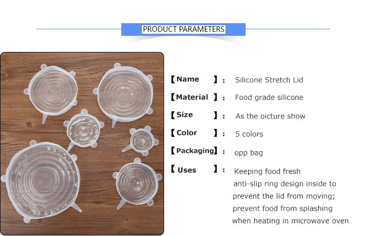 Reusable Silicone Food Lids – Stretchable Fresh Food Covers for Bowls & Containers | Leak-Proof Kitchen Storage Seals for Meal Prep & Food Preservation