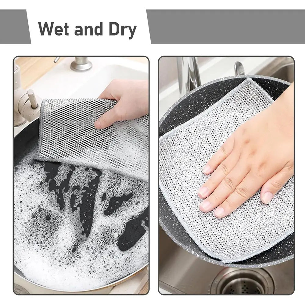 8-Pack Wire Dishwashing Cloths – Non-Scratch Steel Wool Cleaning Rags | Reusable Heavy Duty Kitchen Scrubbers for Pots, Pans, Dishes & Surfaces