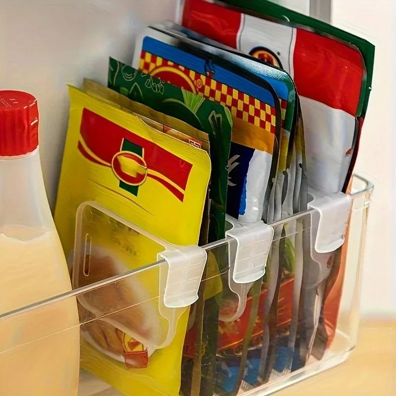 4PCS Adjustable Fridge Organizer Shelf Inserts – Space-Saving Refrigerator Storage Clips | Clear Kitchen Cabinet & Fridge Compartment Organizers