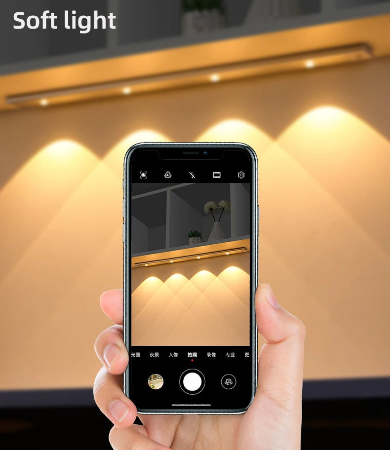 LED Motion Sensor Cabinet Light – Wireless Rechargeable Ultra-Thin Night Light | USB Under Cabinet Lighting for Kitchen, Bedroom, Wardrobe & Closet (3 Color Modes)