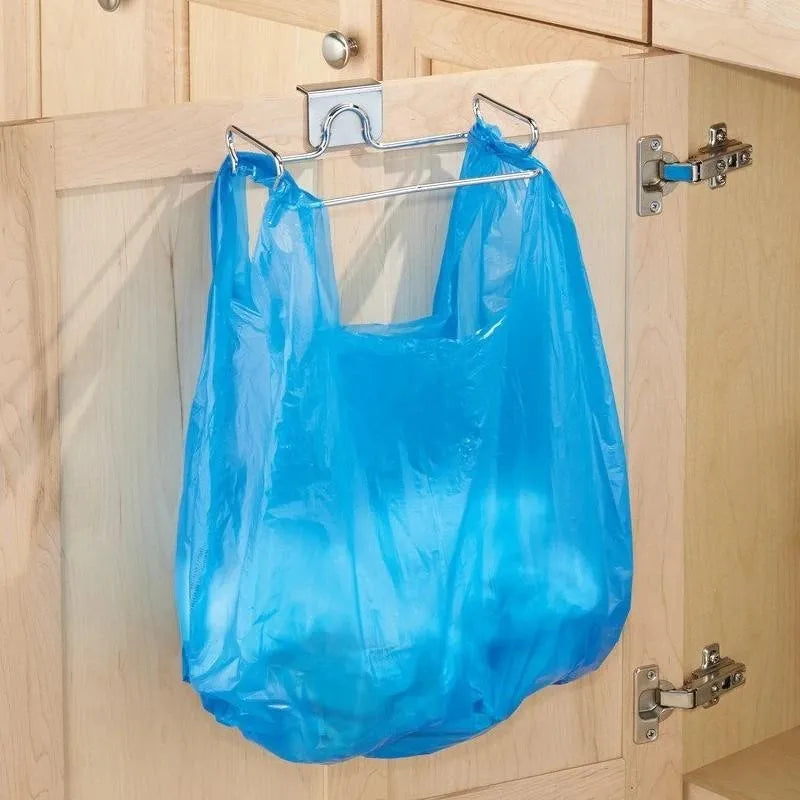 Over-the-Cabinet Trash Bag Holder – Stainless Steel Kitchen Garbage Rack | Space-Saving Hanging Trash Organizer