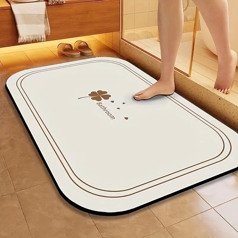 Diatomite Bath Mat – Super Absorbent Quick Dry Non-Slip Bathroom Floor Mat | Water Absorbing Shower Rug for Bathroom, Kitchen, Laundry & Pet Feeding Area