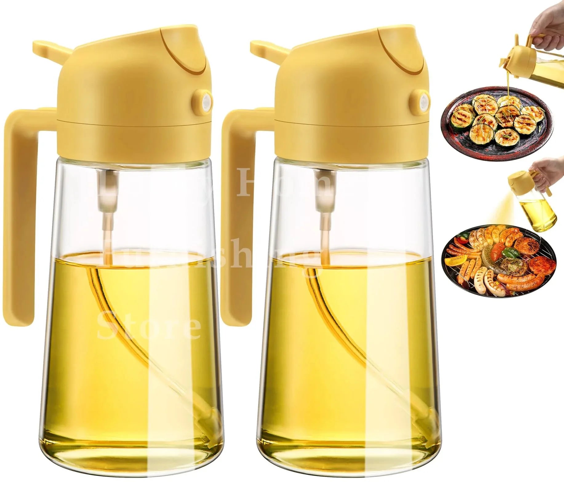 2-in-1 500ml Oil Sprayer & Pourer Bottle – Olive Oil Dispenser for Air Fryer, BBQ, Salad & Cooking (Leak-Proof Kitchen Gadget)