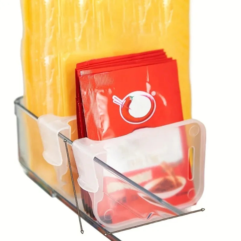 4PCS Adjustable Fridge Organizer Shelf Inserts – Space-Saving Refrigerator Storage Clips | Clear Kitchen Cabinet & Fridge Compartment Organizers