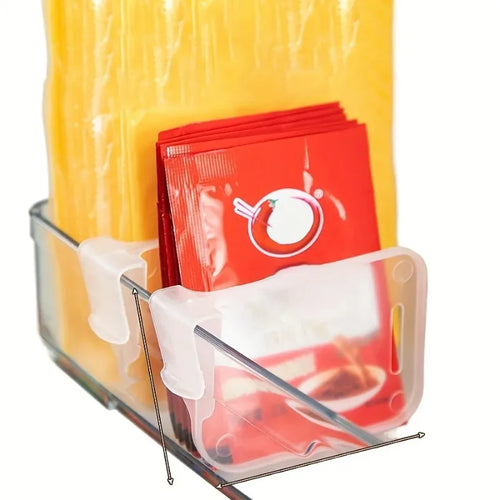 4PCS Adjustable Fridge Organizer Shelf Inserts – Space-Saving Refrigerator Storage Clips | Clear Kitchen Cabinet & Fridge Compartment Organizers