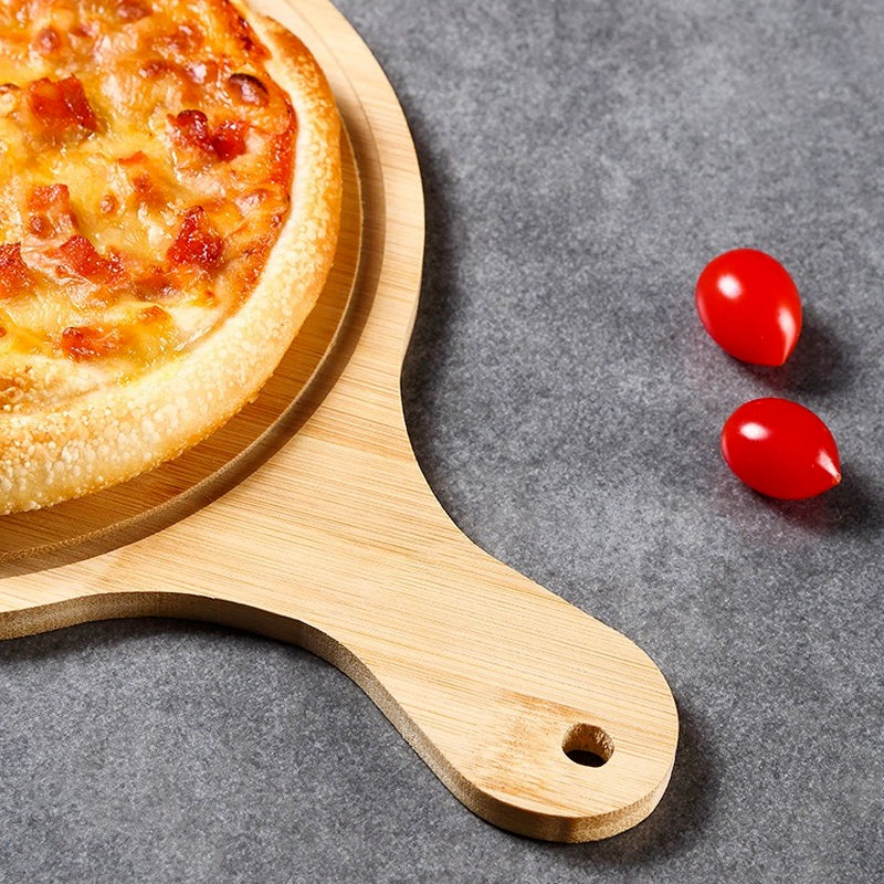 Solid Wood Cutting Board with Handle – Round Kitchen Chopping Board for Pizza, Bread & Fruit | Eco-Friendly Hanging Wooden Serving Board