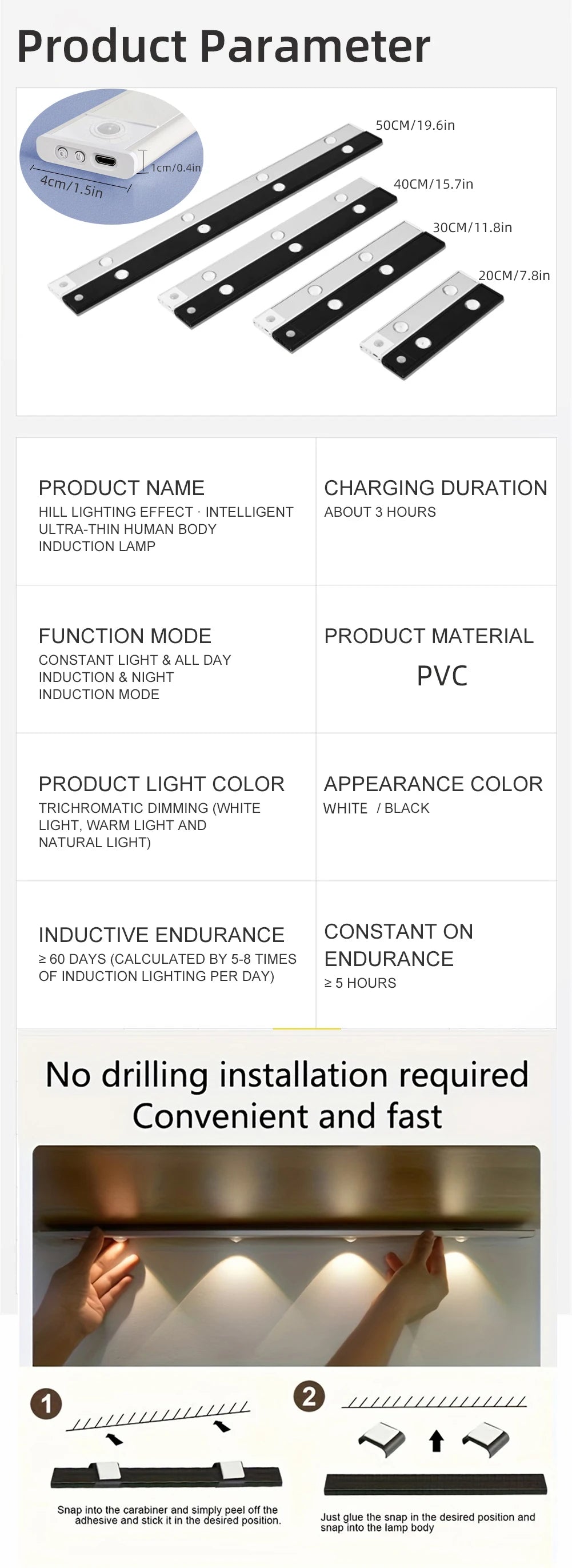 LED Motion Sensor Cabinet Light – Wireless Rechargeable Ultra-Thin Night Light | USB Under Cabinet Lighting for Kitchen, Bedroom, Wardrobe & Closet (3 Color Modes)