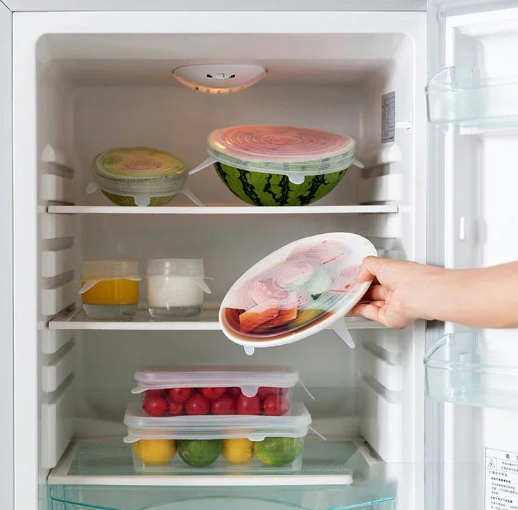 Reusable Silicone Food Lids – Stretchable Fresh Food Covers for Bowls & Containers | Leak-Proof Kitchen Storage Seals for Meal Prep & Food Preservation