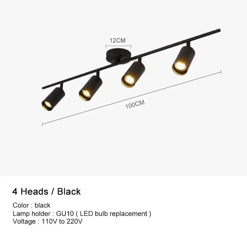 Modern Adjustable LED Ceiling Light Fixture – 4-Head Surface Mounted Chandelier Lamp | GU10 Spotlight Ceiling Light for Kitchen, Dining Room, Bedroom & Living Room