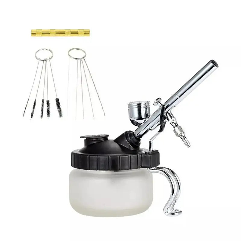 Airbrush Cleaning Kit – Glass Cleaning Pot with Holder, Spray Gun Cleaning Tools & Precision Needles | Complete Airbrush Maintenance Set for Hobby & Art Use