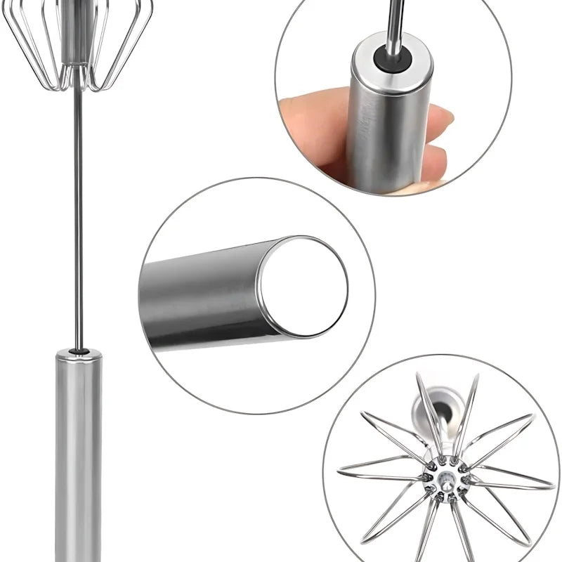 Portable Manual Whisk – 36cm Hand Egg Beater & Frother | No Electricity Needed Stainless Steel Kitchen Mixer for Eggs, Cream, Batter & Coffee Foam