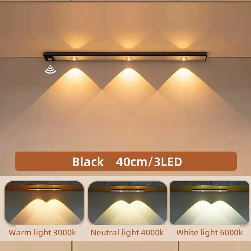 LED Motion Sensor Cabinet Light – Wireless Rechargeable Ultra-Thin Night Light | USB Under Cabinet Lighting for Kitchen, Bedroom, Wardrobe & Closet (3 Color Modes)