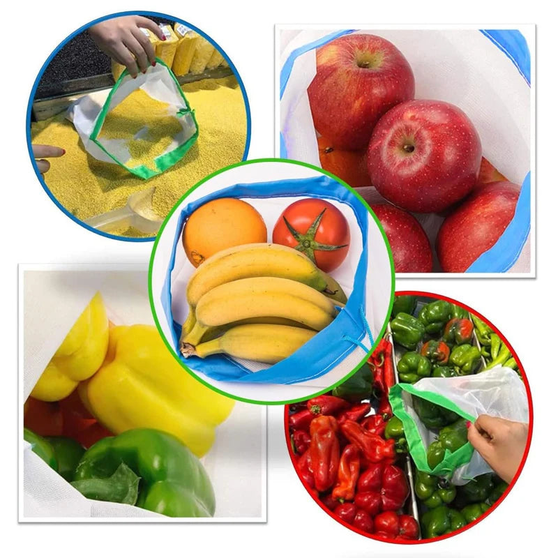 Reusable Mesh Storage Bags with Drawstring – Eco-Friendly Net Bags for Produce, Toys & Kitchen Organization | Washable Fruit & Vegetable Bags