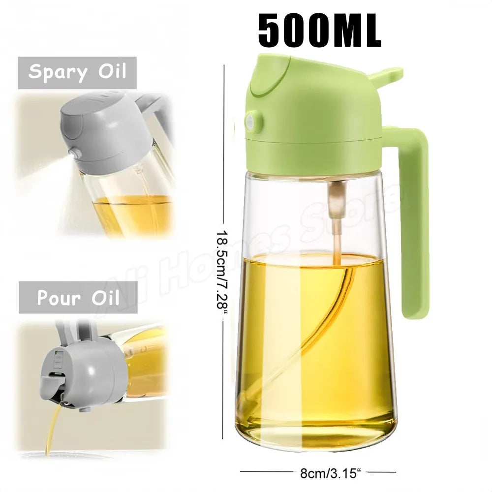 2-in-1 500ml Oil Sprayer & Pourer Bottle – Olive Oil Dispenser for Air Fryer, BBQ, Salad & Cooking (Leak-Proof Kitchen Gadget)