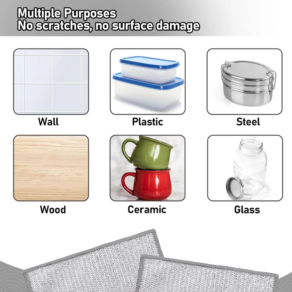 8-Pack Wire Dishwashing Cloths – Non-Scratch Steel Wool Cleaning Rags | Reusable Heavy Duty Kitchen Scrubbers for Pots, Pans, Dishes & Surfaces