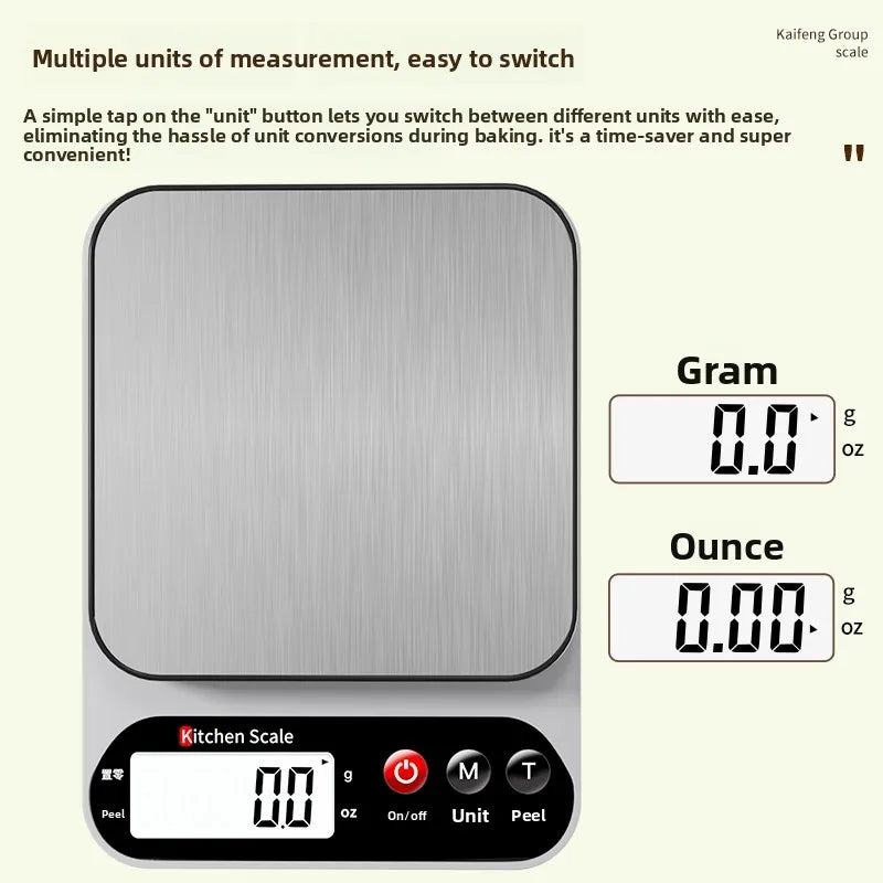 Digital Kitchen Scale – High Precision Food Scale (1g Accuracy) | USB Rechargeable Cooking & Baking Scale with LCD Display & Tare Function