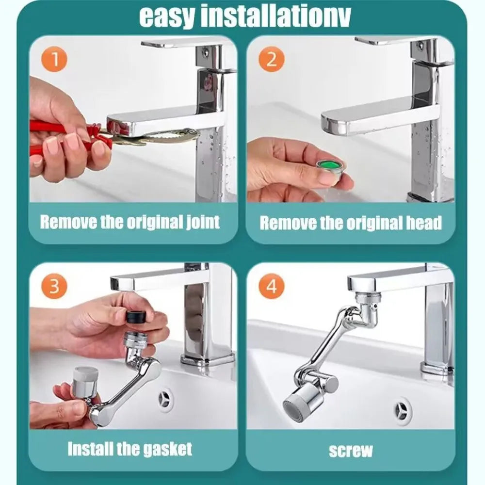 1080° Rotating Faucet Aerator – Universal Kitchen Tap Extender with Dual Water Modes | Metal Swivel Sink Sprayer for Kitchen & Bathroom Water Saving Attachment