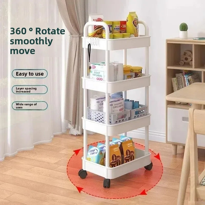 5-Tier Rolling Storage Cart with Wheels – Multi-Layer Kitchen Organizer Shelf | 360° Mobile Storage Rack for Kitchen, Bathroom, Office & Home Use