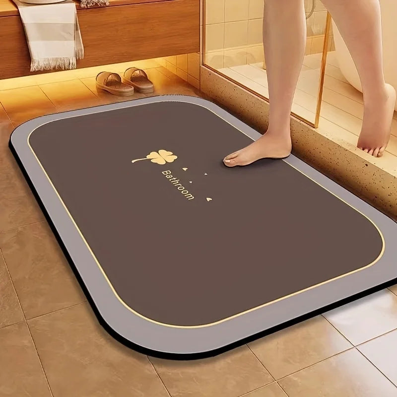 Diatomite Bath Mat – Super Absorbent Quick Dry Non-Slip Bathroom Floor Mat | Water Absorbing Shower Rug for Bathroom, Kitchen, Laundry & Pet Feeding Area