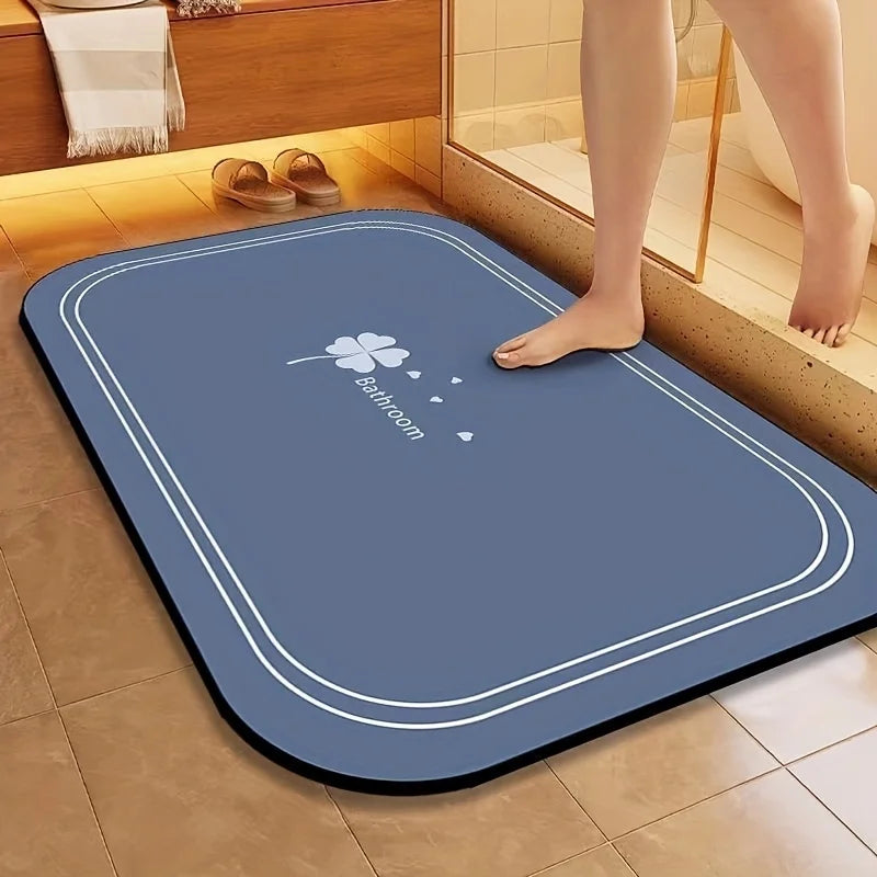 Diatomite Bath Mat – Super Absorbent Quick Dry Non-Slip Bathroom Floor Mat | Water Absorbing Shower Rug for Bathroom, Kitchen, Laundry & Pet Feeding Area