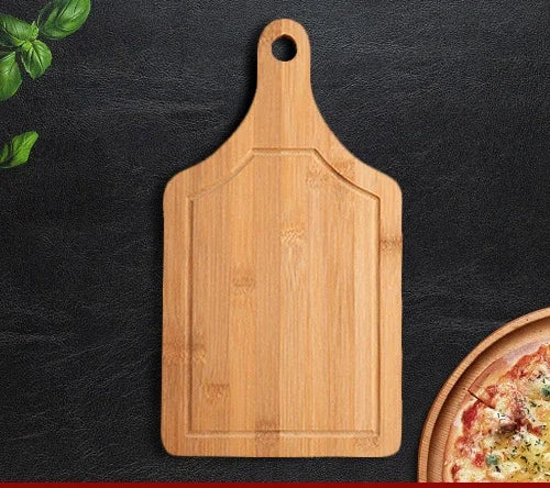 Solid Wood Cutting Board with Handle – Round Kitchen Chopping Board for Pizza, Bread & Fruit | Eco-Friendly Hanging Wooden Serving Board