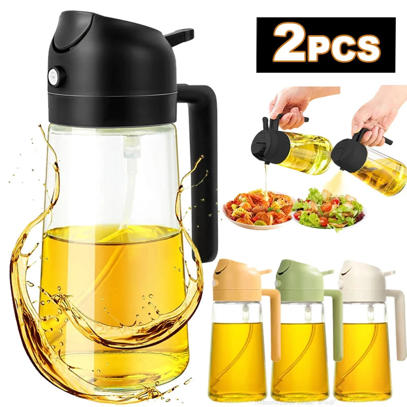 2-in-1 500ml Oil Sprayer & Pourer Bottle – Olive Oil Dispenser for Air Fryer, BBQ, Salad & Cooking (Leak-Proof Kitchen Gadget)