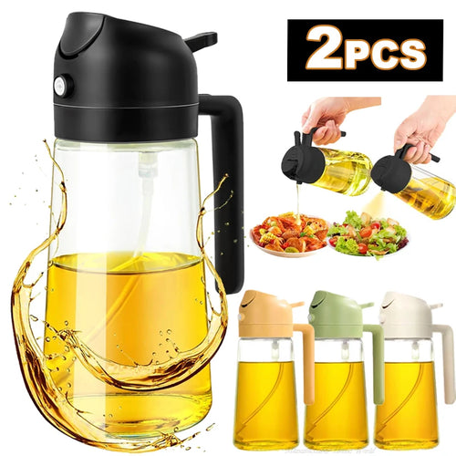 2-in-1 500ml Oil Sprayer & Pourer Bottle – Olive Oil Dispenser for Air Fryer, BBQ, Salad & Cooking (Leak-Proof Kitchen Gadget)