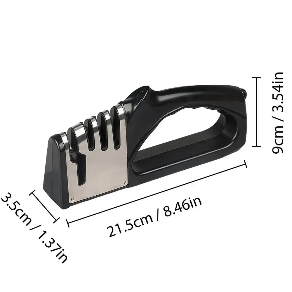 4-Stage Kitchen Knife Sharpener – Non-Slip Base Multifunction Knife Sharpening Tool | Portable Stainless Steel Sharpener for Kitchen & Household Knives