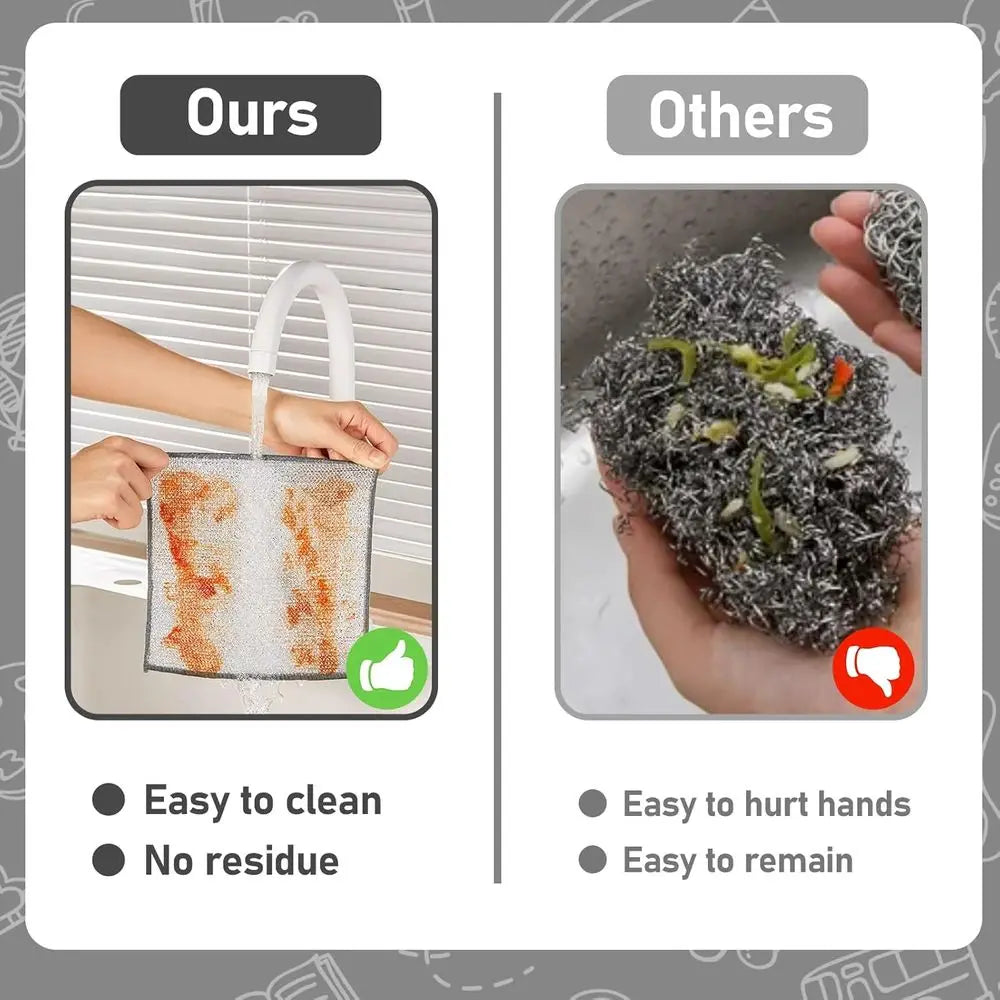 8-Pack Wire Dishwashing Cloths – Non-Scratch Steel Wool Cleaning Rags | Reusable Heavy Duty Kitchen Scrubbers for Pots, Pans, Dishes & Surfaces
