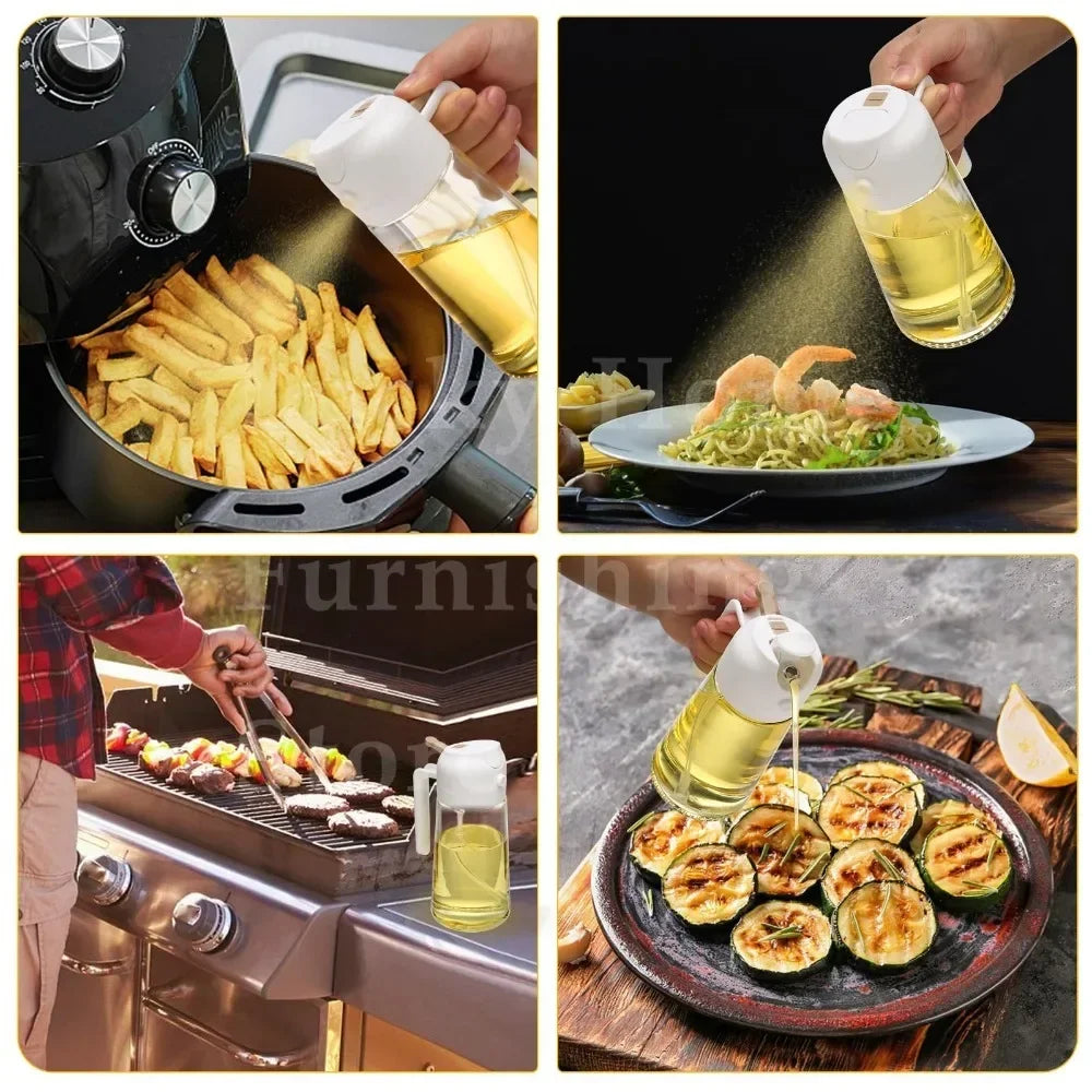 2-in-1 500ml Oil Sprayer & Pourer Bottle – Olive Oil Dispenser for Air Fryer, BBQ, Salad & Cooking (Leak-Proof Kitchen Gadget)