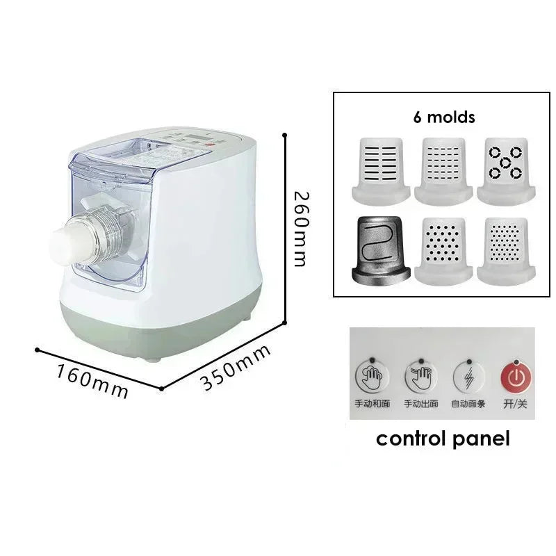 Electric Automatic Noodle Maker Machine – 220V Multifunction Pasta & Dumpling Maker | Dough Kneading, Pressing & Roller Kitchen Appliance with 6 Molds