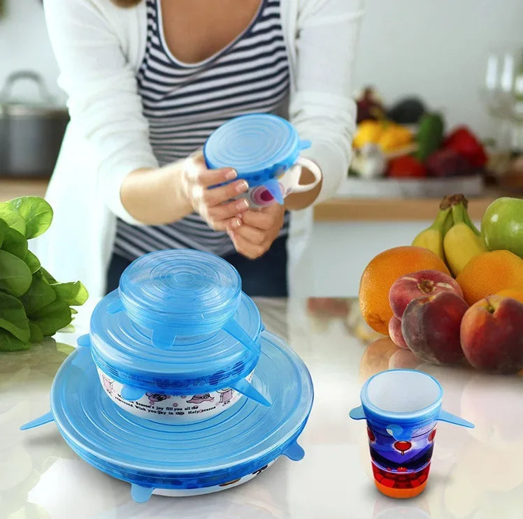 Reusable Silicone Food Lids – Stretchable Fresh Food Covers for Bowls & Containers | Leak-Proof Kitchen Storage Seals for Meal Prep & Food Preservation