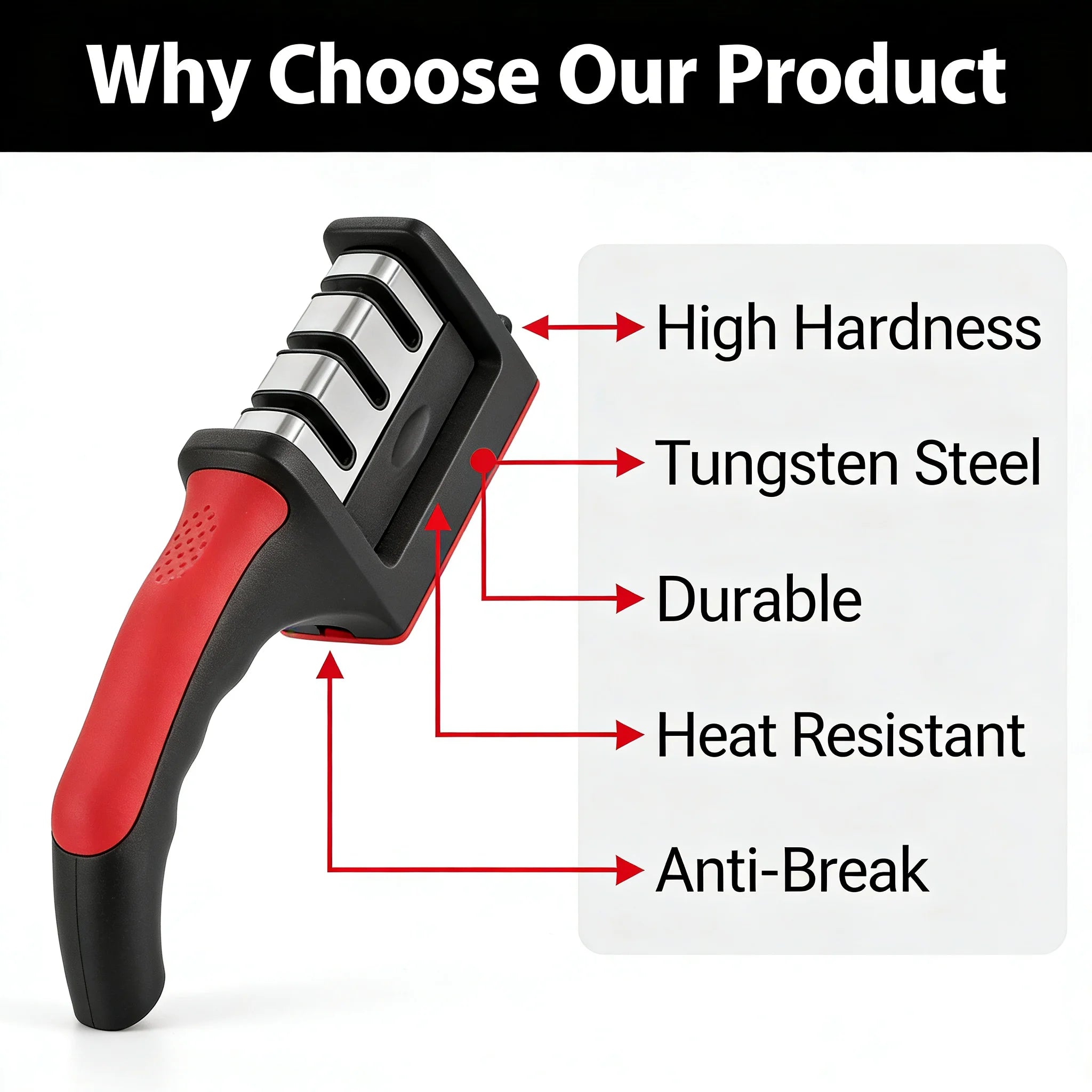 3-Stage Knife Sharpener – Manual Kitchen Knife Sharpening Tool with Non-Slip Handle | Professional Blade Restorer for Dull Knives & Home Cooking