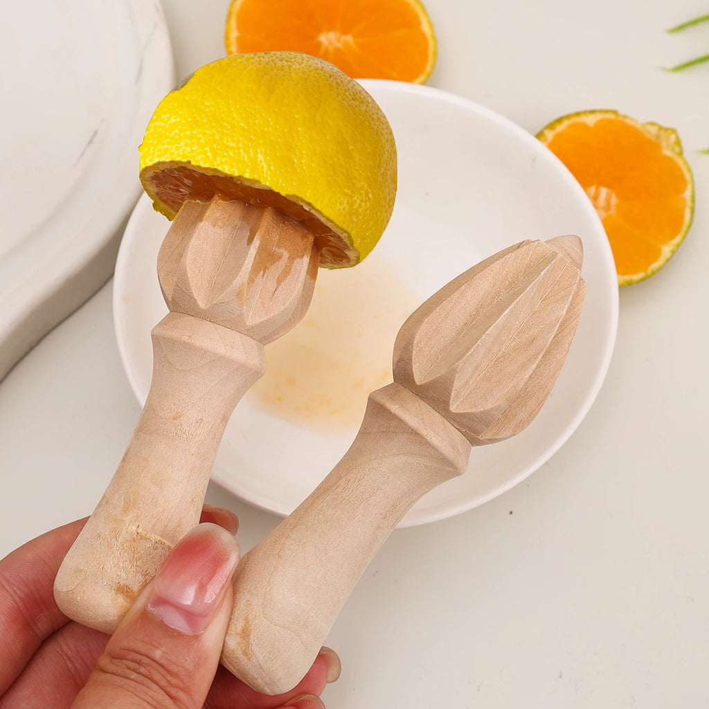 Wooden Lemon Squeezer Reamer – Natural Beech Wood Citrus Juicer Tool | Manual Orange & Lemon Juice Extractor for Kitchen, Bar & Healthy Drinks