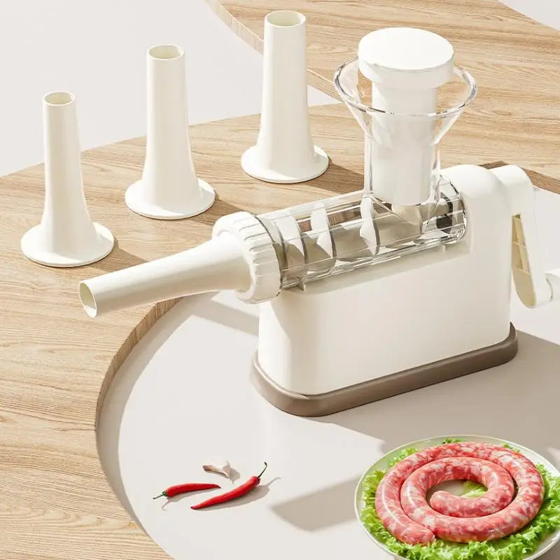 Manual Sausage Stuffer Machine – Hand-Crank Meat Grinder & Filling Maker | Home Sausage Maker with Tubes for DIY Meat Processing & BBQ Use