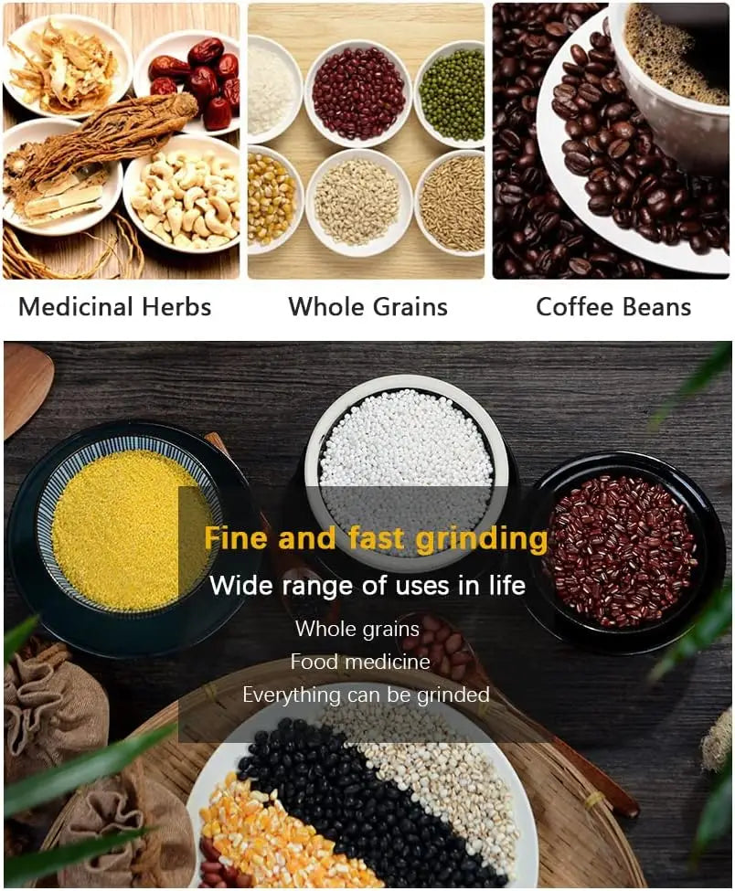 Electric Coffee & Spice Grinder – 4-Blade Multifunction Grinder for Beans, Nuts & Spices | 150W Kitchen Blender for Coffee, Grain & Seasoning Grinding