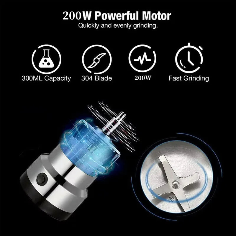 Electric Coffee & Spice Grinder – 4-Blade Multifunction Grinder for Beans, Nuts & Spices | 150W Kitchen Blender for Coffee, Grain & Seasoning Grinding