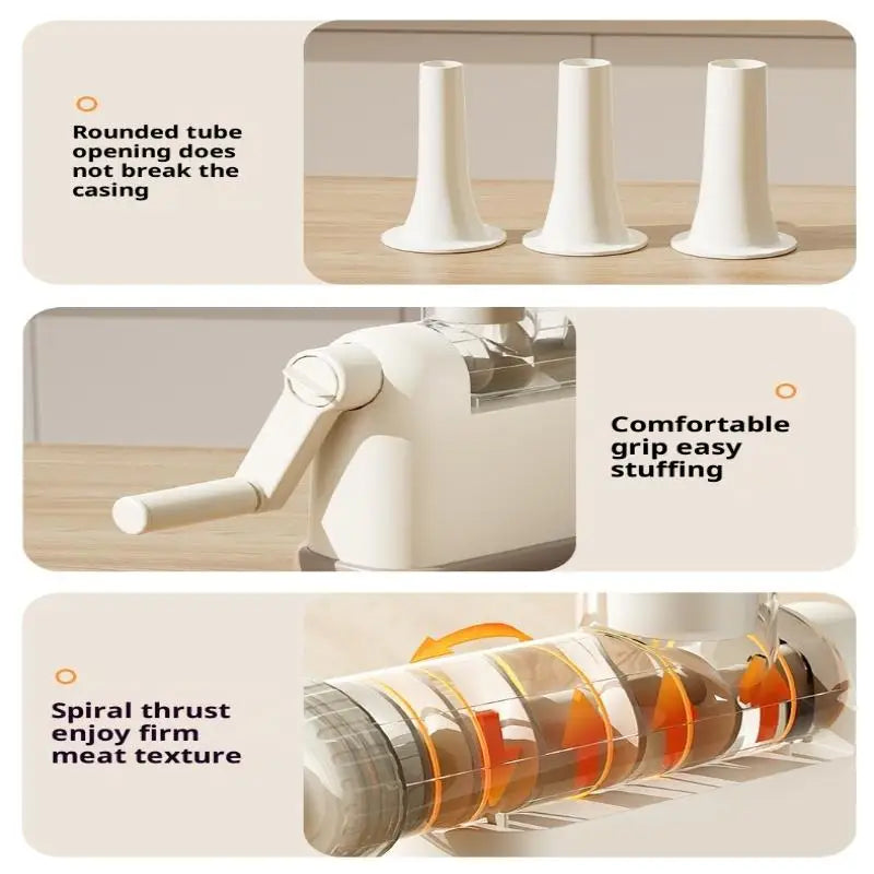 Manual Sausage Stuffer Machine – Hand-Crank Meat Grinder & Filling Maker | Home Sausage Maker with Tubes for DIY Meat Processing & BBQ Use