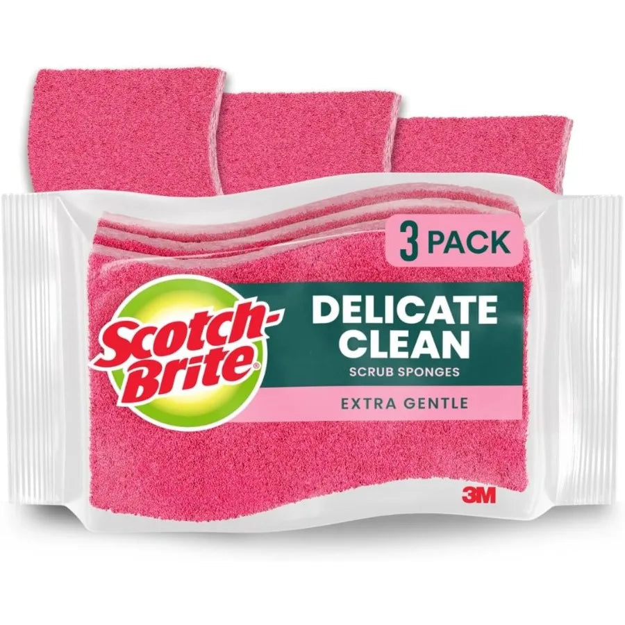 3-Pack Gentle Scrub Sponges – Non-Scratch Dishwashing Sponges for Kitchen Cleaning | Soft & Durable Dish Scrubbers for Pots, Pans & Dishes