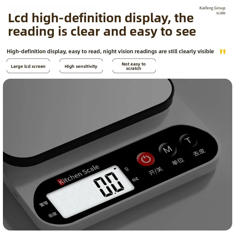 Digital Kitchen Scale – High Precision Food Scale (1g Accuracy) | USB Rechargeable Cooking & Baking Scale with LCD Display & Tare Function