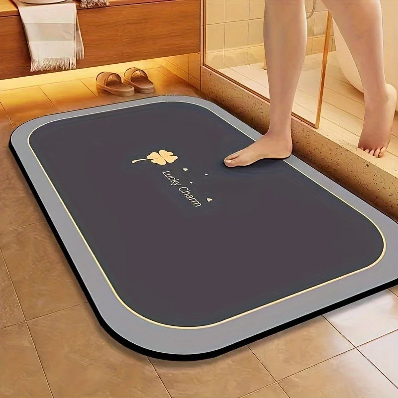 Diatomite Bath Mat – Super Absorbent Quick Dry Non-Slip Bathroom Floor Mat | Water Absorbing Shower Rug for Bathroom, Kitchen, Laundry & Pet Feeding Area